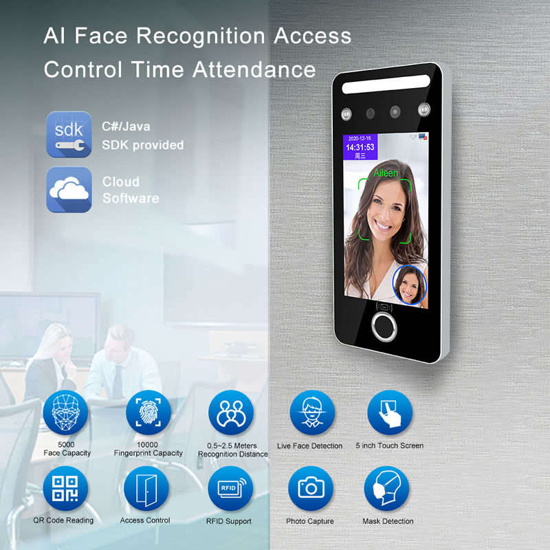 Access Control AI07F Dynamic Facial and Fingerprint Recognition System Terminal
